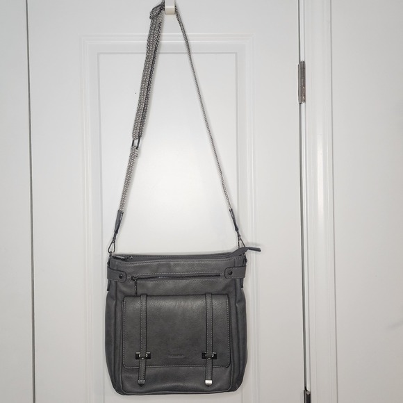 Roulens Handbags - Roulens Charcoal Grey Vegan Leather Crossbody Bag Messenger Purse